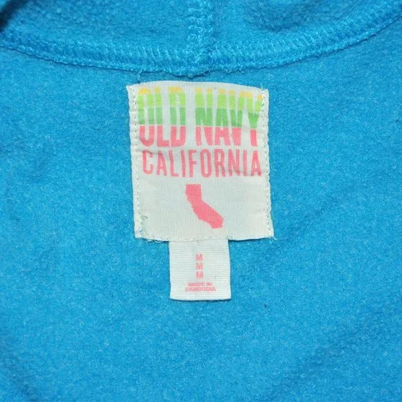 Old Navy Women's Sweatshirt Size Medium Blue Graphic Print Full Zip Hoodie - Picture 3 of 8